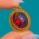 Early Victorian Textured 18ct Gold Garnet Cabochon Locket-Back Pendant, c.1840
