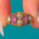 15ct Gold Pink Paste Cabochon & Pearl Cluster Ring