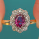 18ct Gold Platinum Ruby Diamond Cluster Ring