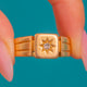 Chunky Antique 18ct Gold Star Set Diamond Signet Ring 1948, Front star-set Diamond signet