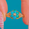 Georgian 18ct Gold Turquoise & Diamond Forget-Me-Not Ring, Antique Ring Box