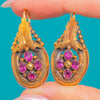 Victorian 15ct Gold Pink Garnet Flower Earrings c.1860