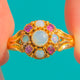 15ct Gold Early Victorian Opal & Ruby Cluster Ring, c.1850