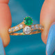 Antique 18ct Gold Emerald Diamond Toi et Moi Ring, 0.70ct Diamonds