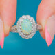 Art Deco 18ct White Gold Opal Diamond Cluster Ring, Diamond Shoulders