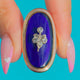 Georgian Bristol Blue Glass Ring with Diamond Flower