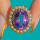 Impressive 9ct Gold Amethyst Pearl Cluster Ring, 9.38ct Amethyst