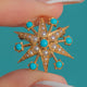 18ct Gold Turquoise & Pearl Star Pendant Brooch