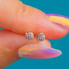 Antique Diamond Collet-Set Stud Earrings