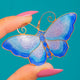 Impeccable David Andersen Norwegian Silver Blue Enamel Butterfly Pendant, front of blue Enamel butterfly