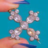 Georgian 15ct Gold Gold & Silver Foiled Rock Crystal Maltese Cross Pendant Brooch c.1800