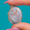 Cute Silver Engraved Bird Locket with 9ct Rose Gold Detailing