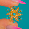 15ct Gold Turquoise and Pearl Flower Pendant
