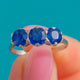 Art Deco Platinum Natural Sapphire Trilogy Ring, 1.80ct