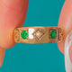 Antique 9ct Gold Green Paste & Pearl Gypsy Ring c.1894