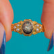Georgian 18ct Gold Old Mine Cut Diamond Pearl Black Enamel Mourning Ring, Inscribed 1835