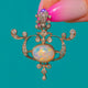 Art Nouveau Opal Diamond Pendant, 1.60ct Natural Solid Opal