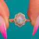 Edwardian 18ct Gold Opal Diamond Flower Cluster Ring, Platinum Shoulders