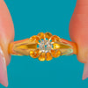 Bright 18ct Yellow Gold Diamond Belcher Ring - Scrolled Design