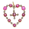Antique 18ct Gold Ruby Diamond Heart Pendant, 2.34ct Rubies