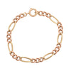 Antique 9ct Gold Two Tone Figaro Bracelet, 12.5g