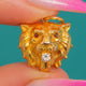Art Nouveau 15ct Gold Lion Charm, Diamond Mouth & Ruby Eyes