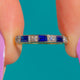 Art Deco 18ct Gold Sapphire Diamond Stacking Ring, c.1920's Engraved Profile