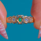 Antique 18ct Gold Emerald Diamond Five-Stone Stacking Ring, RARE Chester Hallmark