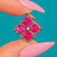 Antique Hot Pink Paste Flower Charm, Silver & 9ct Gold