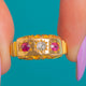 Victorian 18ct Gold Ruby & Diamond Three Stone Gypsy Ring c.1874