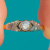 Art Deco Era 18ct Gold & Platinum Diamond Solitaire Engagement Ring, Flower Shoulders
