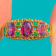 15ct Gold Garnet & Emerald Chased Half Hoop Ring
