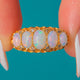Edwardian 18ct Gold Opal Five Stone Ring, Diamond Spacers