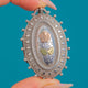 Victorian Aesthetic Silver Locket, with 9ct Rose Gold & Green Gold Rose