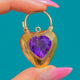 Large Antique 15ct Gold Amethyst Heart Padlock