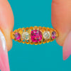 18ct Gold Rubellite Tourmaline & Diamond Five-Stone Ring