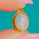 9ct Gold Oval Opal Cabochon Charm, Rope Border