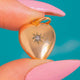 15ct Gold Diamond Star Puffy Heart Charm, c.1929